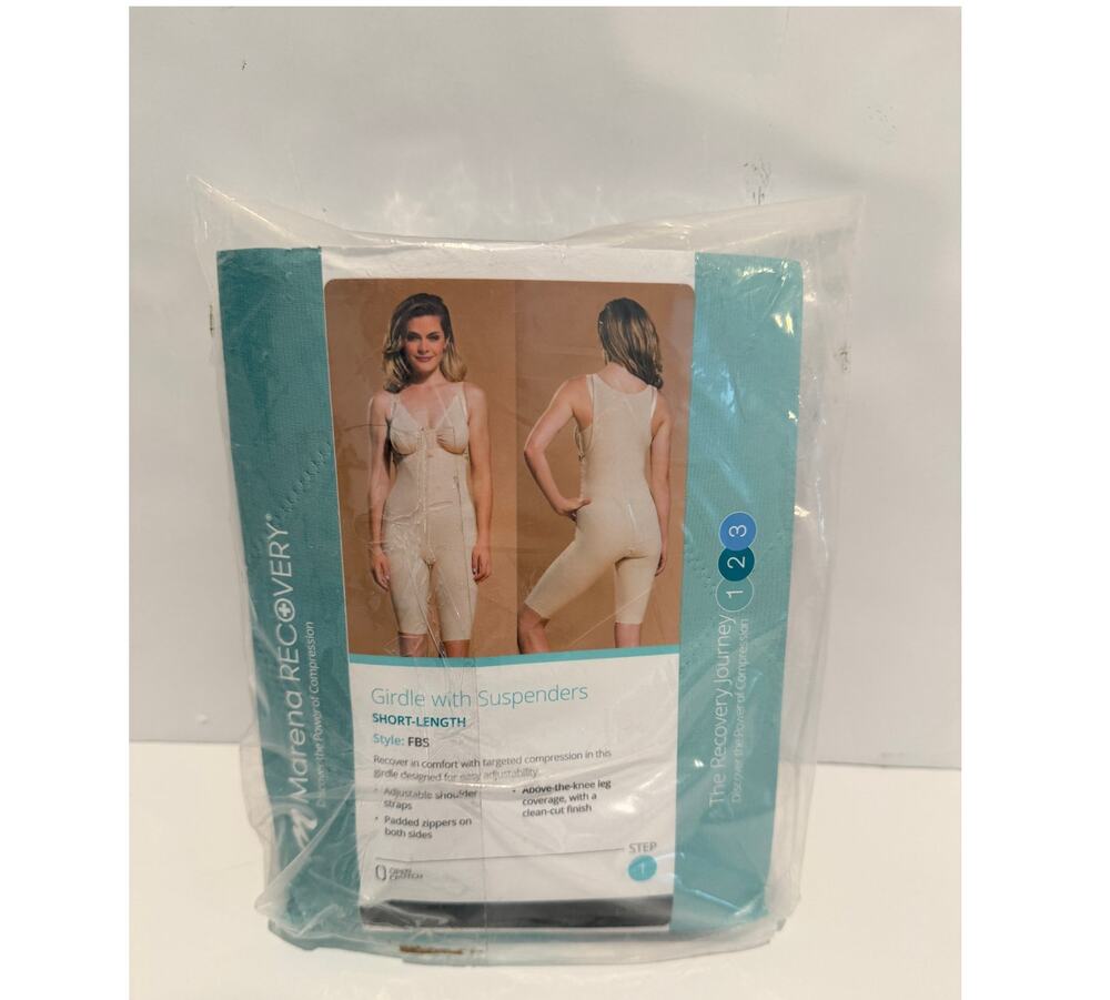 Marena Recovery Compression Girdle with Suspenders FBS Short Length SMALL Black